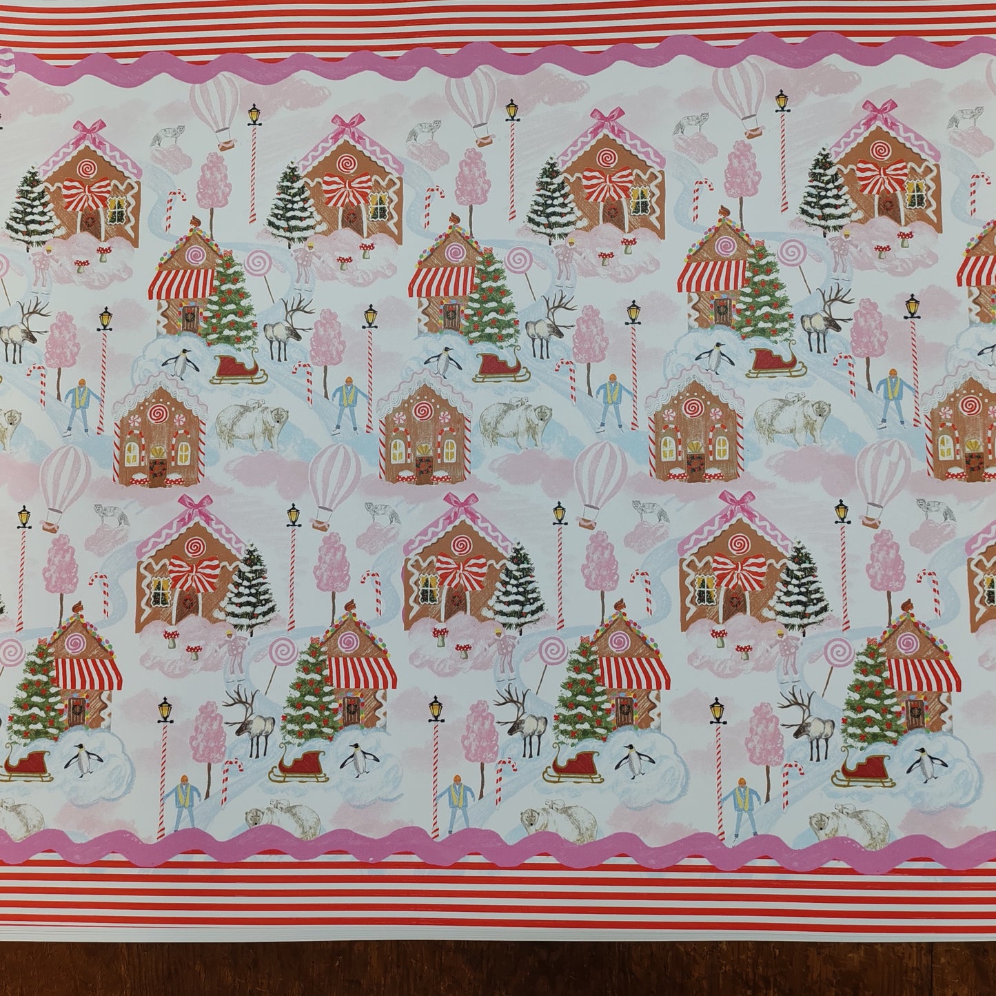 Candy, gingerbread house gift wrap