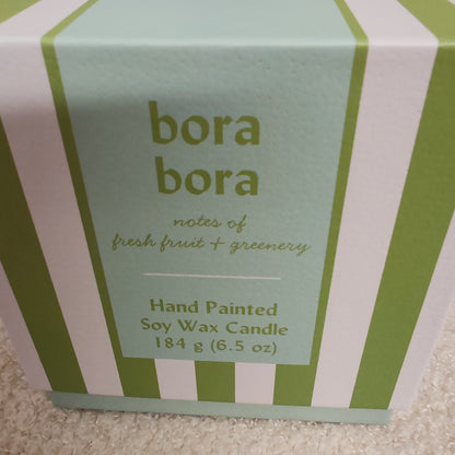 Cabana 6.5oz sage striped candle.