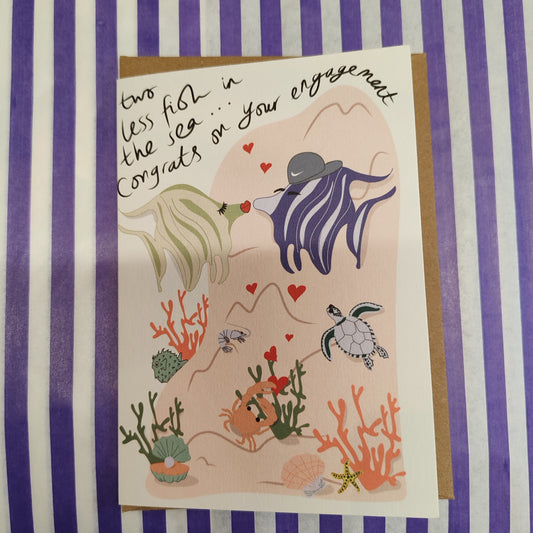 Two fishes engagement greeting card