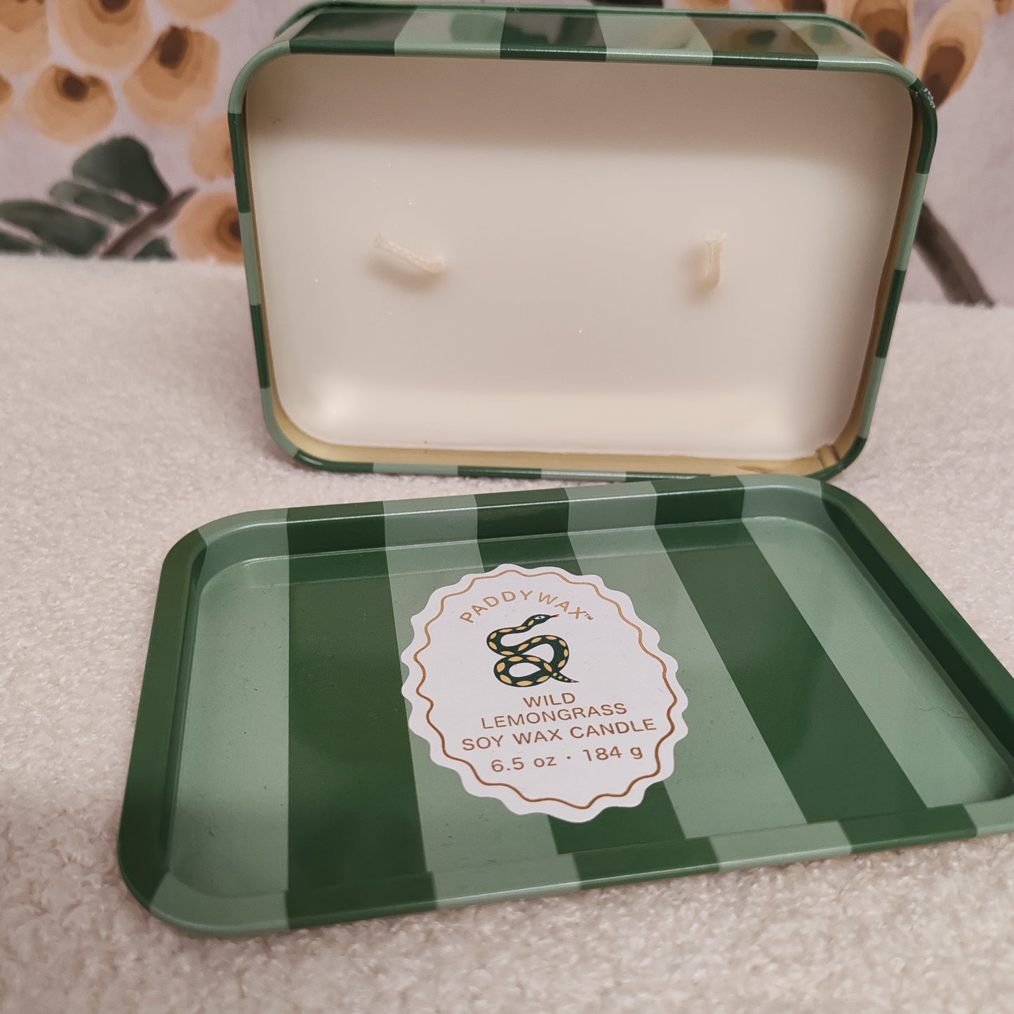 A Dopo 6oz/184g Snake Printed Tin Candle - Wild Lemongrass