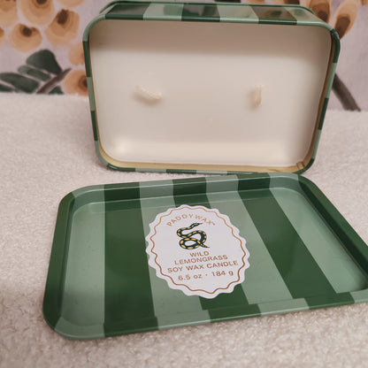 A Dopo 6oz/184g Snake Printed Tin Candle - Wild Lemongrass