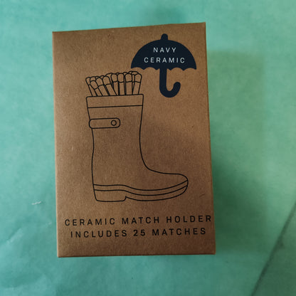 Wellington Boot Matches Holder with 25 Matches Navy Blue