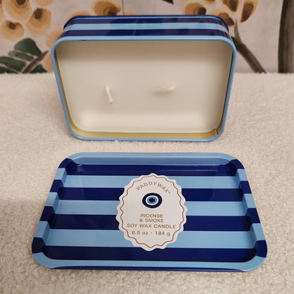 A Dopo 6oz/184g Eye Printed Tin Candle - Incense & Smoke