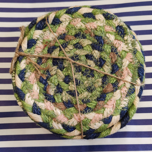 Jute mint set of 6 coasters mint