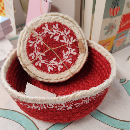 Festive Red Berry jute basket