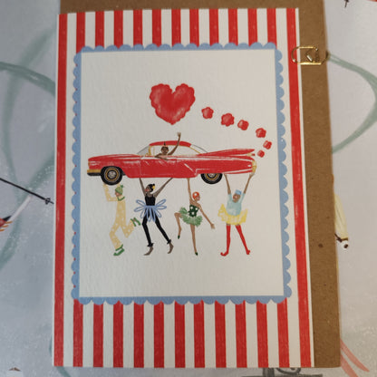 Candy stripe red love greeting card