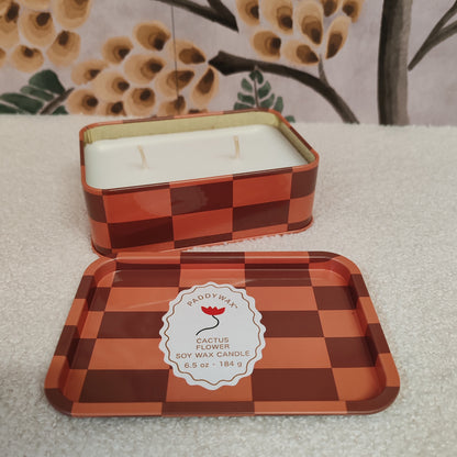 A Dopo 6oz/184g Flower Printed Tin Candle - Cactus Flower