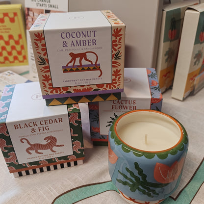 Adopo flower cactus ceramic candle. Scent of coconut water, aloe Vera and bamboo