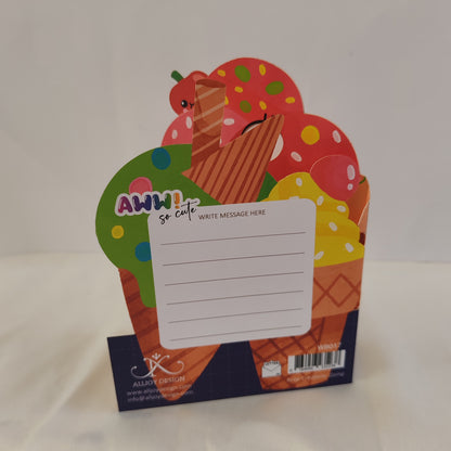 Jiggly eyes ice-cream card