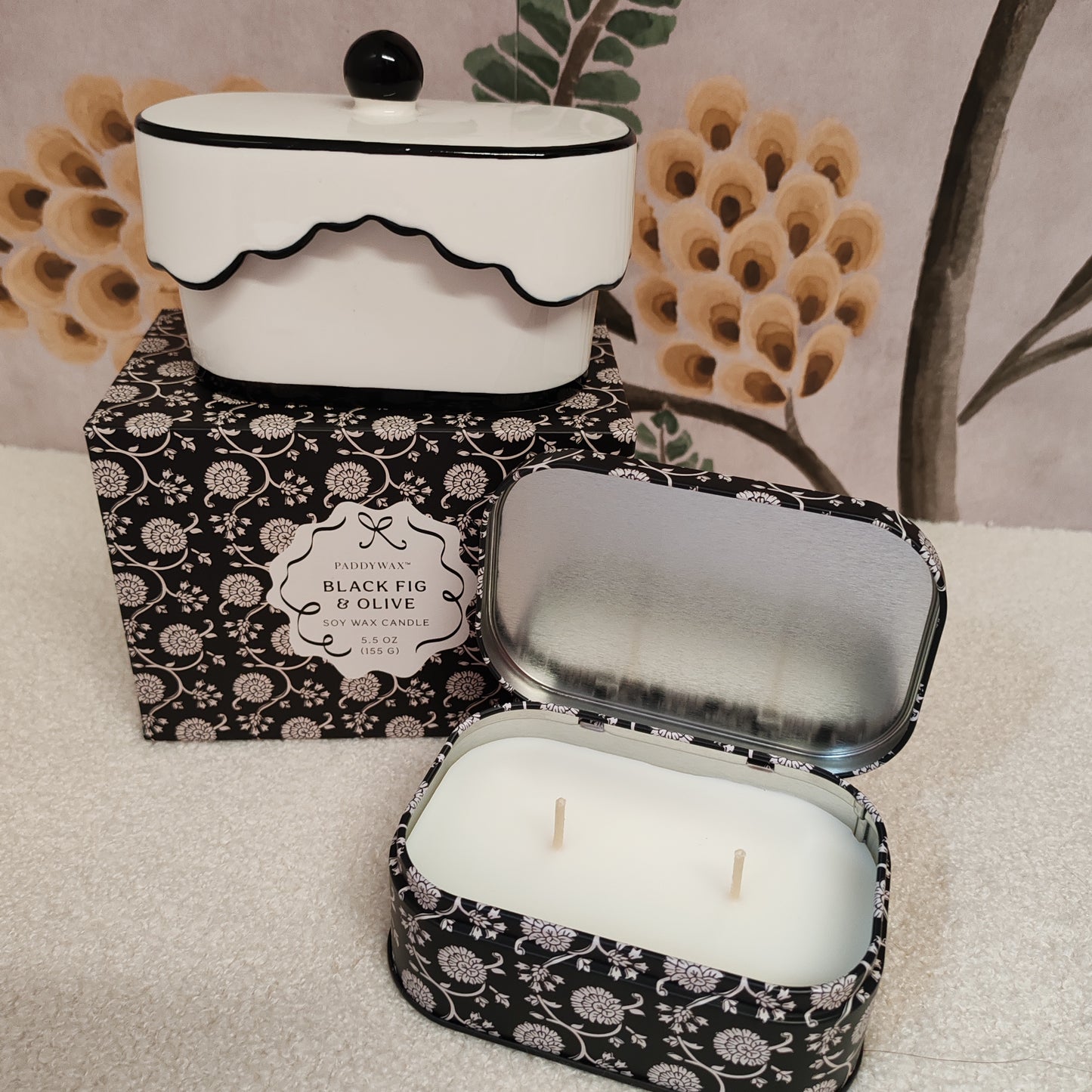 Cherie 5.5oz/155g Ceramic Dish Candle - Black-Black Fig & Olive