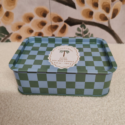 A Dopo 6oz/184g Palm Printed Tin Candle - Lush Palms
