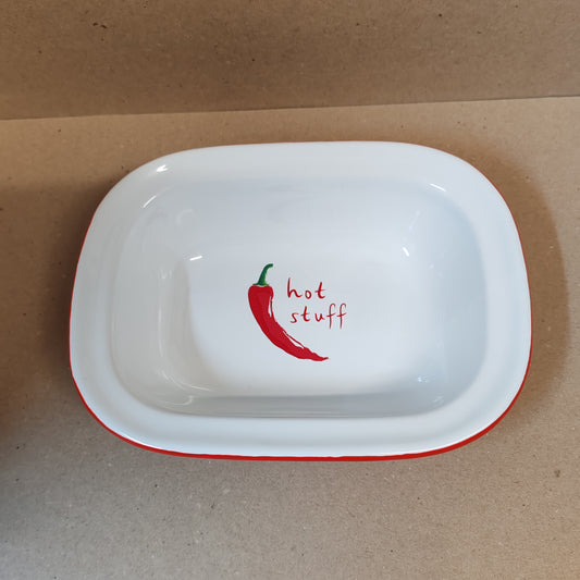 Enamel oven tray hot stuff chilli