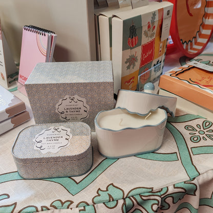 Cherie 5.5oz/155g Ceramic Dish Candle - Blue - Lavender & Tyme