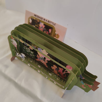 Message in a bottle 3d pop up greeting card. Dogs, balloons theme.
