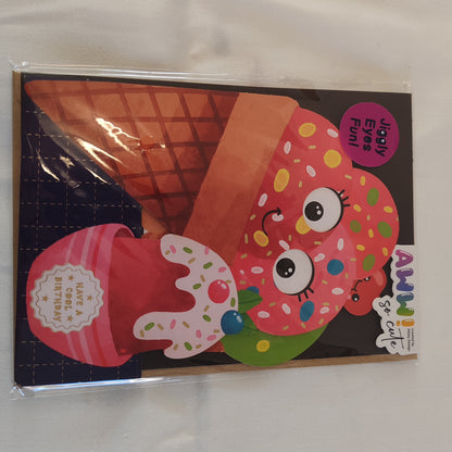 Jiggly eyes ice-cream card