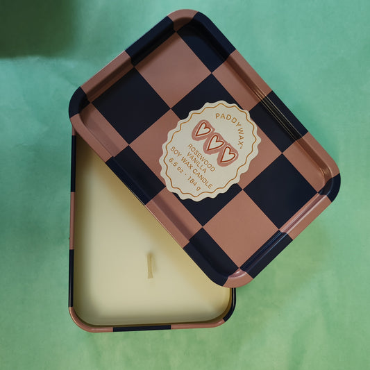 A Dopo 6oz/184g Hearts Printed Tin Candle - Rosewood Vanilla