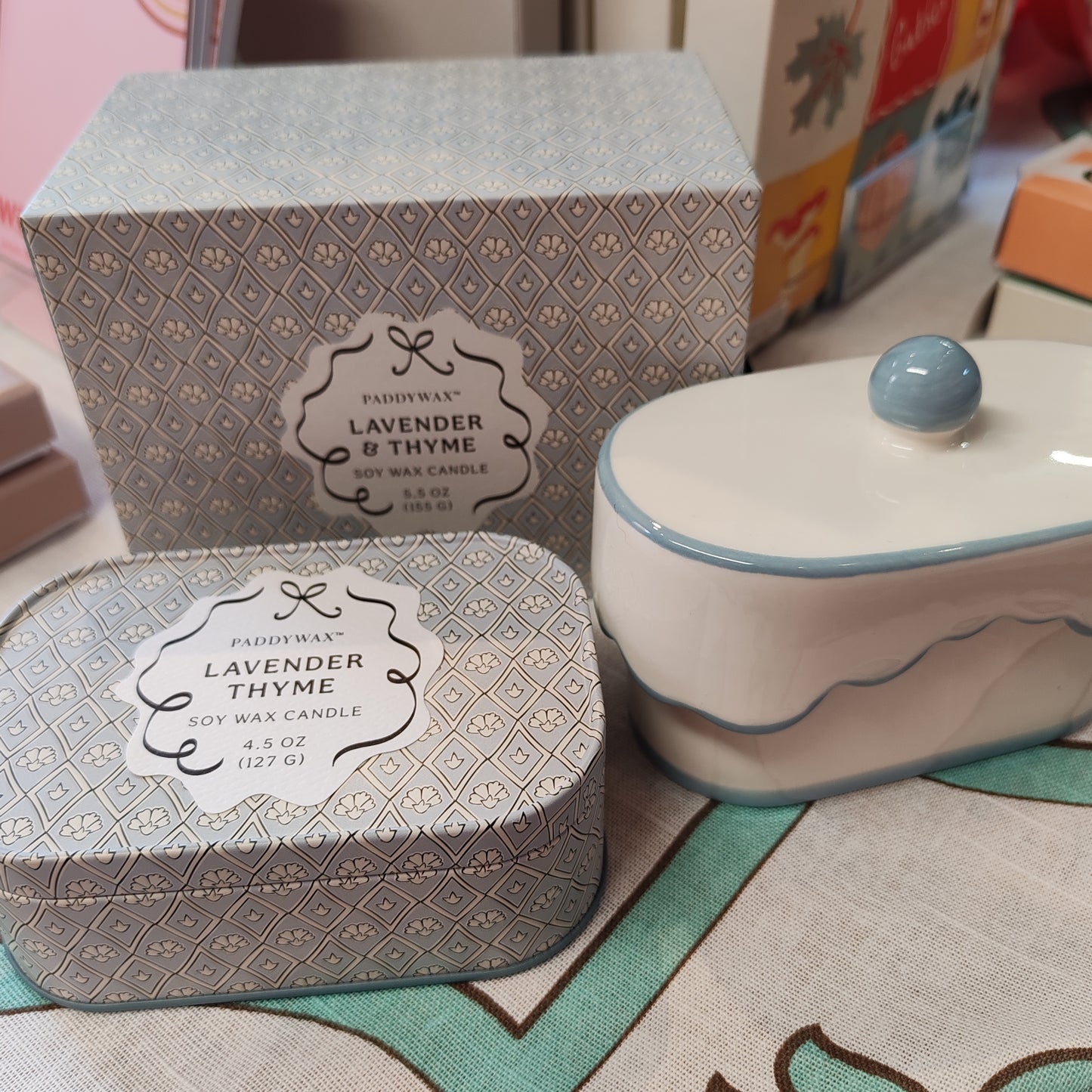 Cherie 5.5oz/155g Ceramic Dish Candle - Blue - Lavender & Tyme