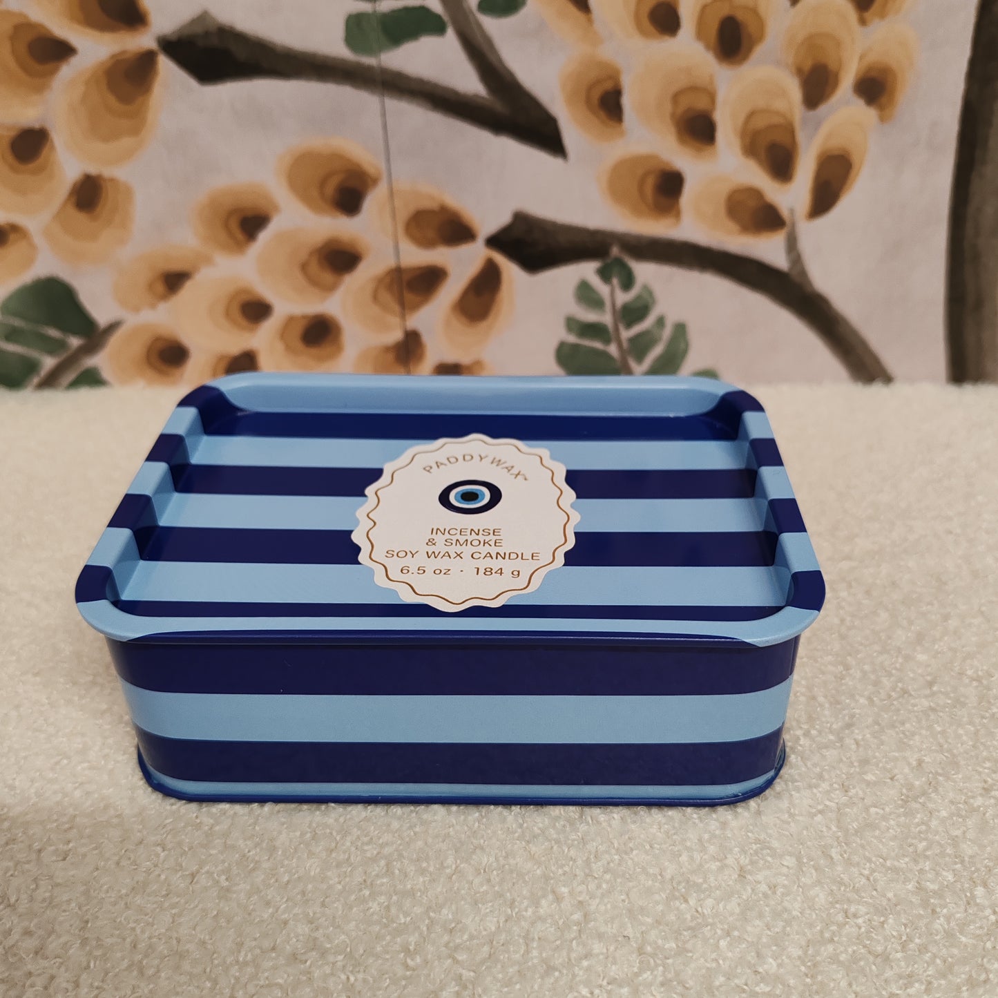 A Dopo 6oz/184g Eye Printed Tin Candle - Incense & Smoke