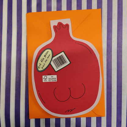 Hey pomegranate cut out greeting card