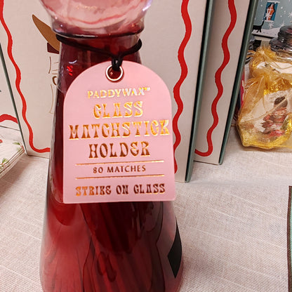 Red glass Matches Holder
