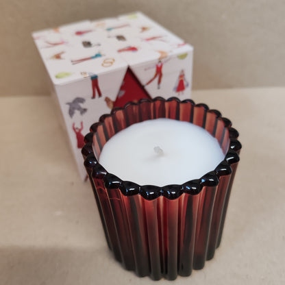 Winter Berry red glass votive scented candle in a festive box