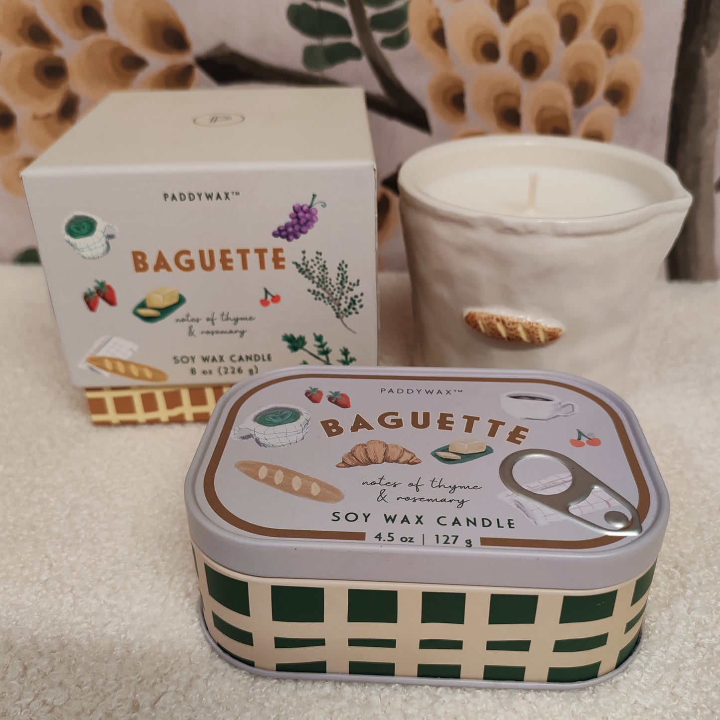 Bistro French baguette tin candle