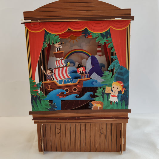 Paper theatre pop up greeting card. Pirate theme